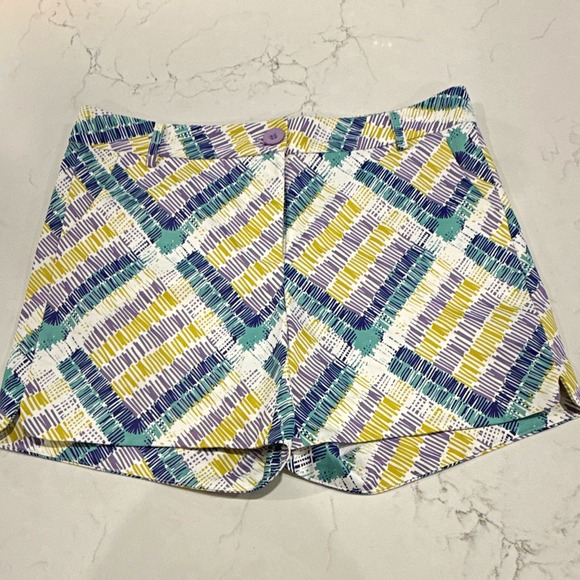 Jade Pants - Jade Women's Plaid Chino Shorts Size 8 Multicolor Flat Front Button Closure
